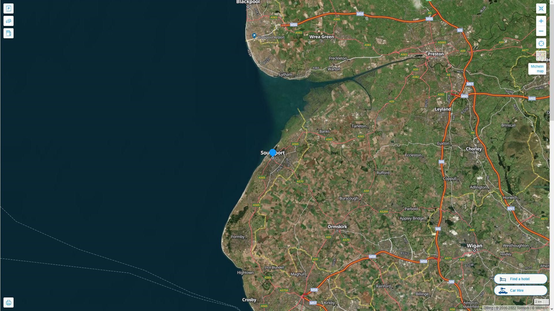 Southport Highway and Road Map with Satellite View